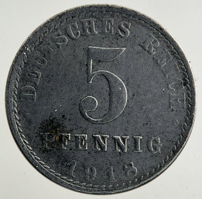 1918 Germany 5 Pfennig Coin | Fine Collectable Grade