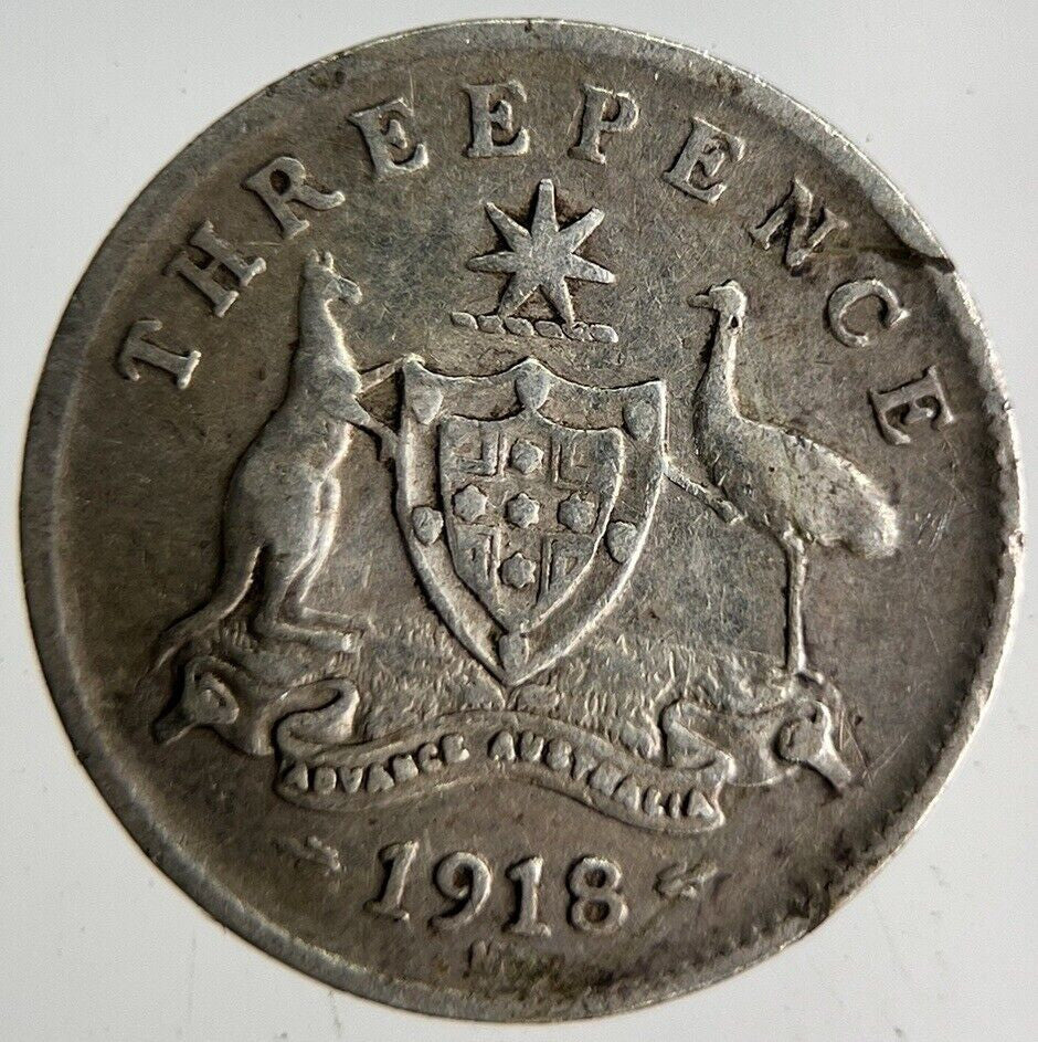 1918-M Australia Threepence Silver Coin | Collectable Grade