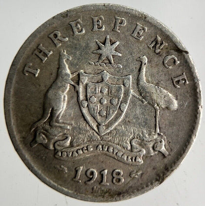 1918-M Australia Threepence Silver Coin | Collectable Grade
