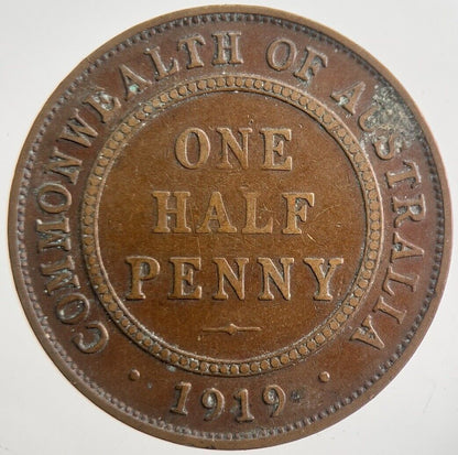 1919 Australia One Half Penny Coin | Fine Collectable Grade | a7746