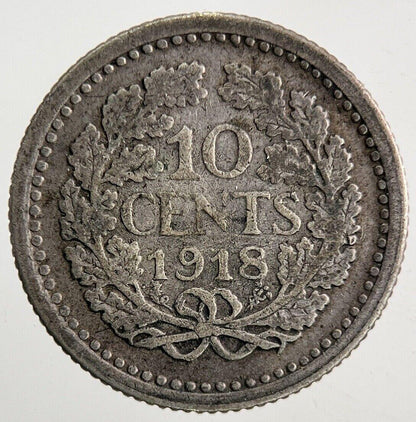 1918 Netherlands 10 Cents Silver Coin | Fine Collectable Grade
