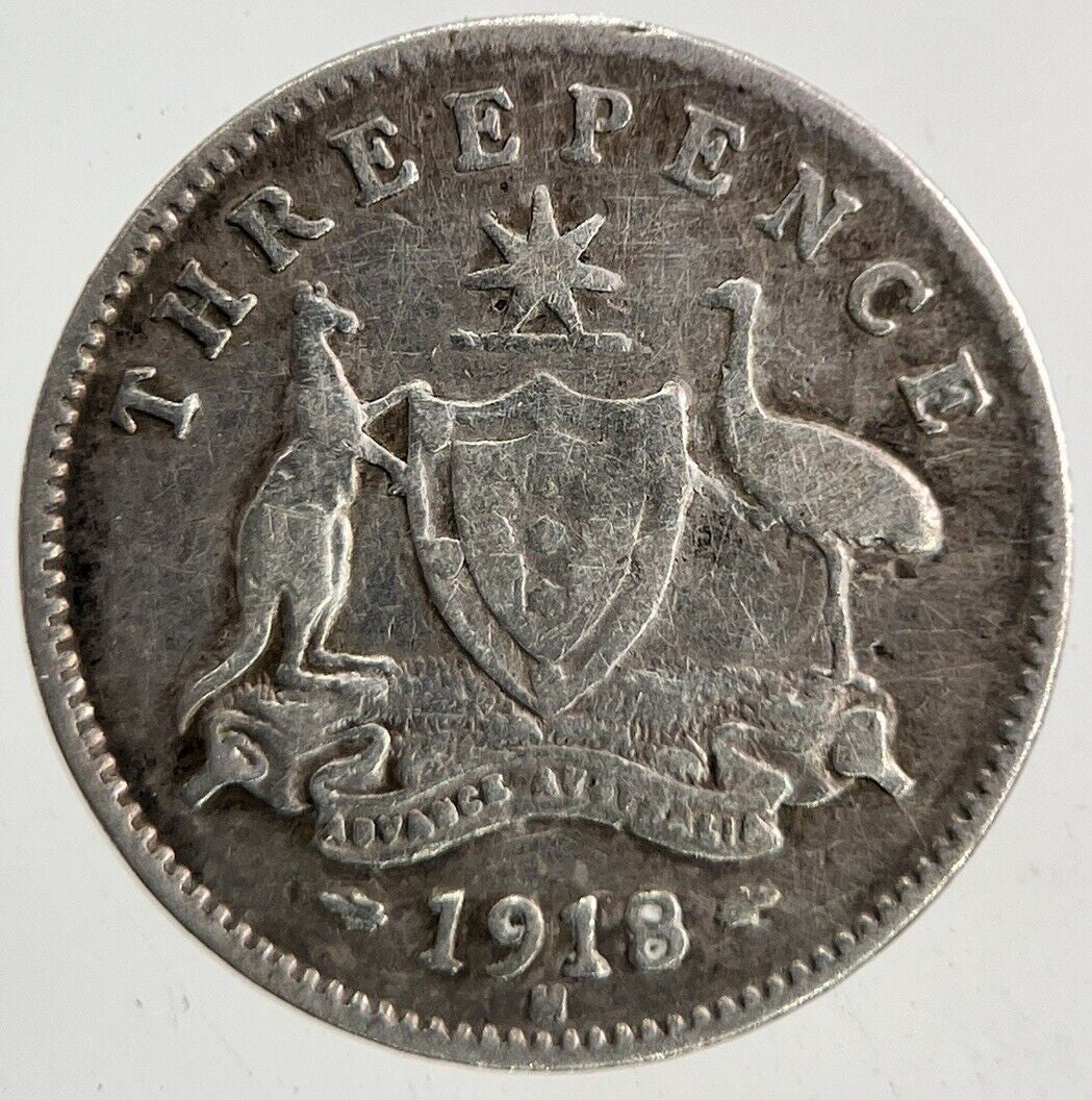 1918-M Australia Threepence Silver Coin | Collectable Grade