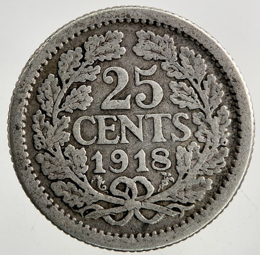 1918 Netherlands 25 Cents Silver Coin | Collectable Grade