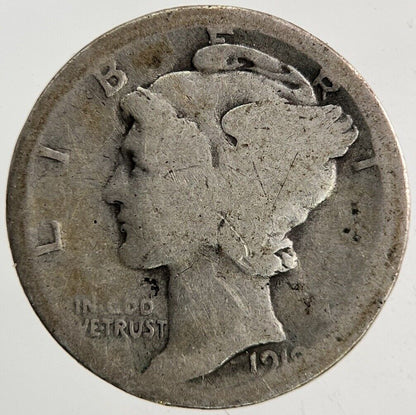 1918-D US USA Mercury One Dime Silver Coin | Collectable Grade