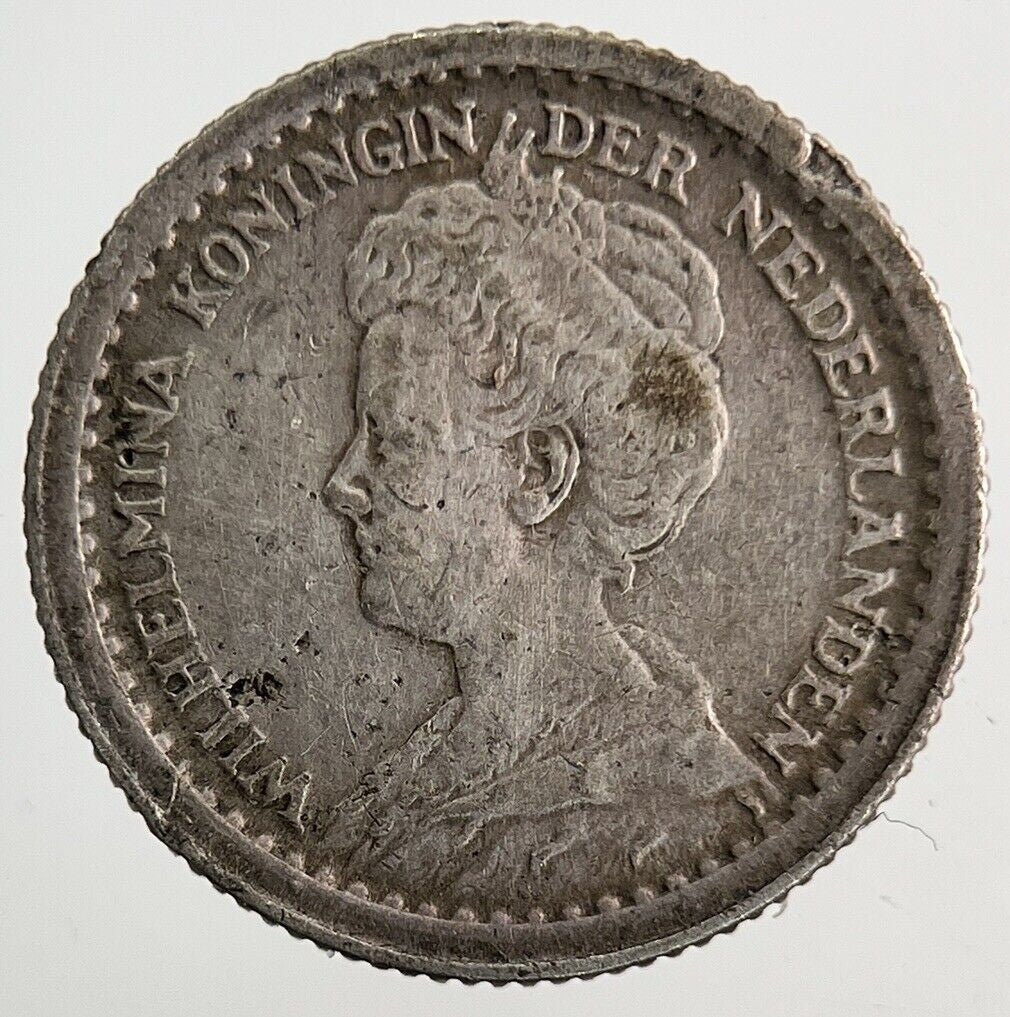 1918 Netherlands 10 Cents Silver Coin | Fine Collectable Grade