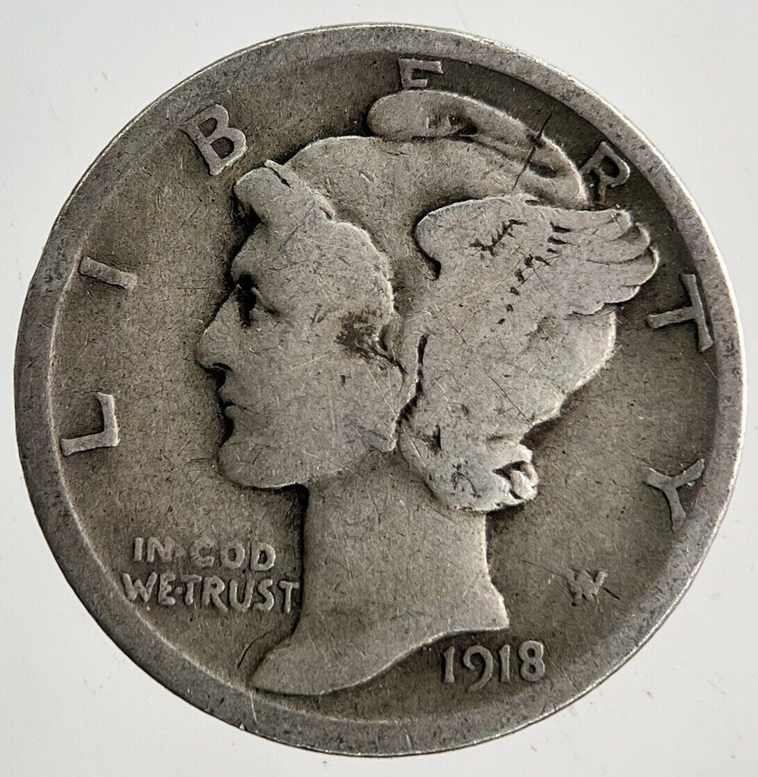 1918 US USA Mercury One Dime Silver Coin | Collectable Grade