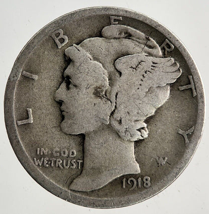 1918 US USA Mercury One Dime Silver Coin | Collectable Grade