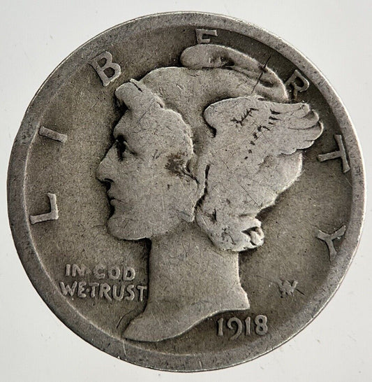 1918 US USA Mercury One Dime Silver Coin | Collectable Grade