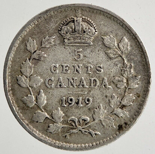 1919 Canada 5 Cents Silver Coin | Fine Collectable Grade