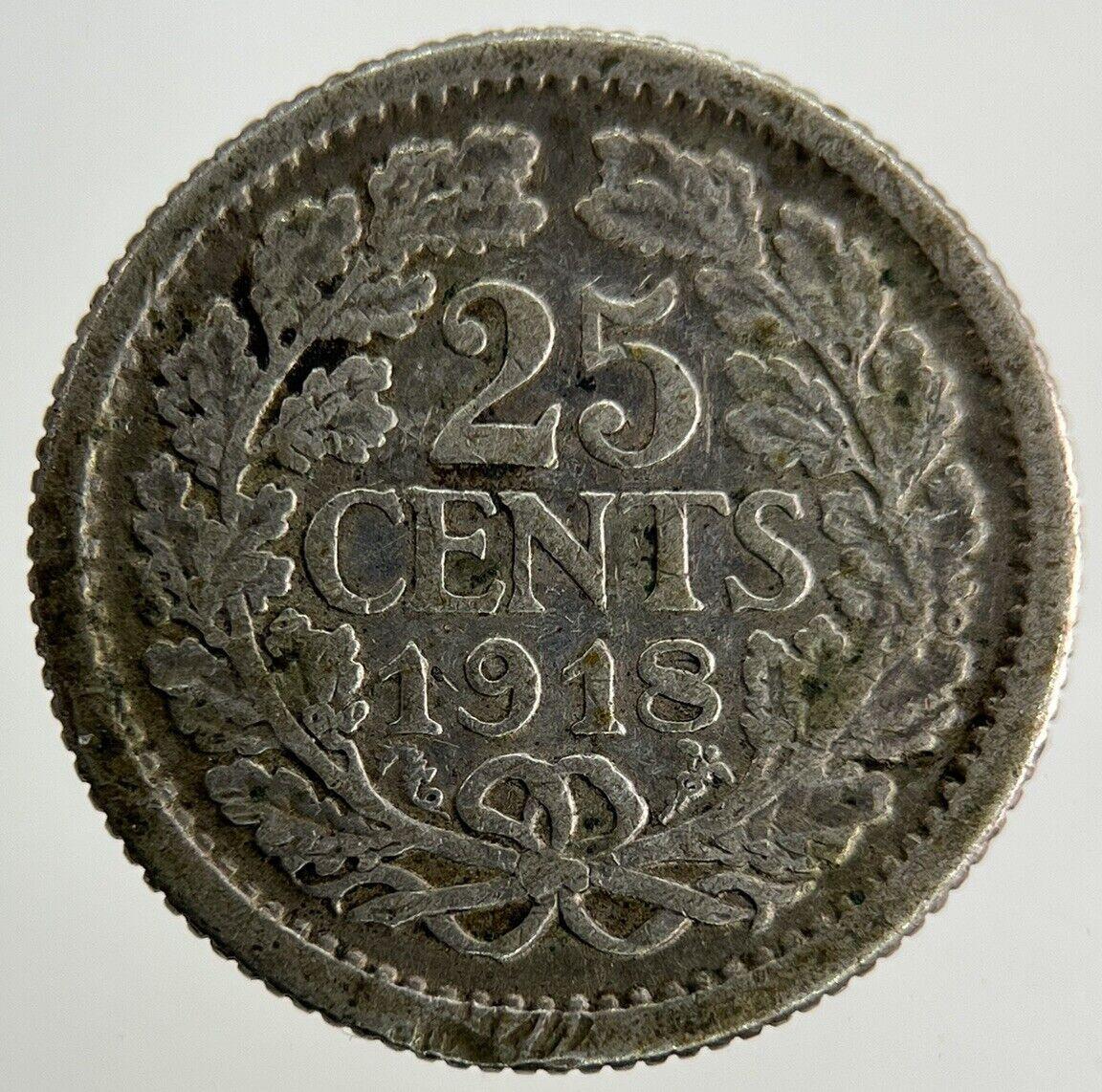 1918 Netherlands 25 Cents Silver Coin | Collectable Grade