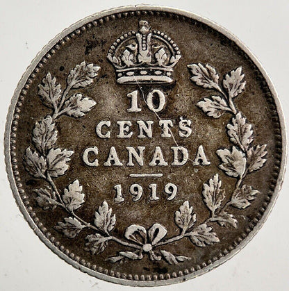 1919 Canada 10 Cents Silver Coin | Fine Collectable Grade | a5442