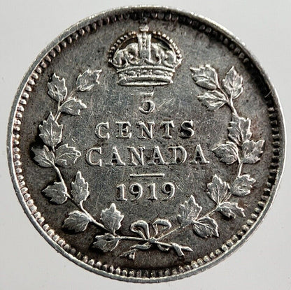 1919 Canada 5 Cents Silver Coin | Very High Grade | a7815