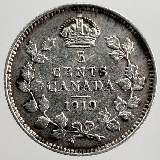 1919 Canada 5 Cents Silver Coin | Very High Grade | a7815