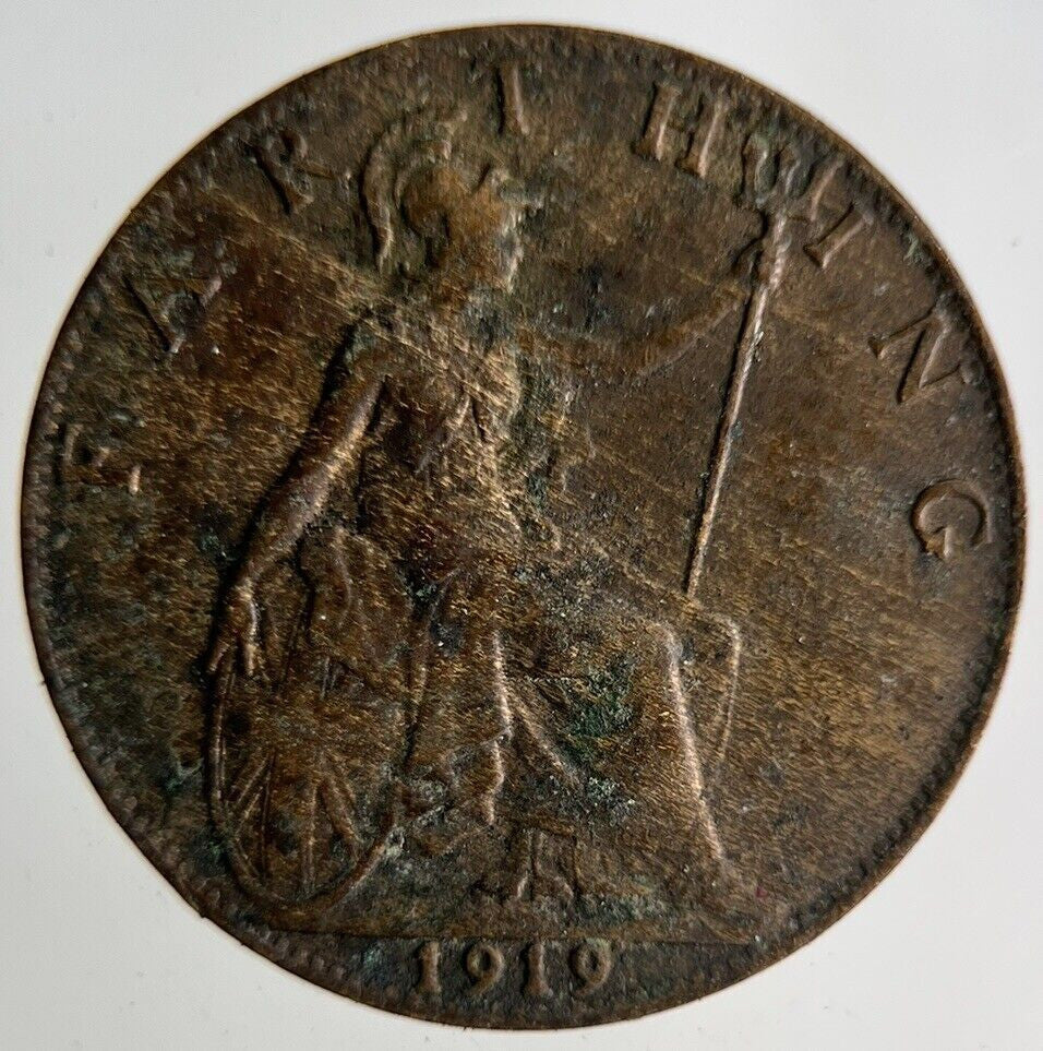 1919 George V Farthing Coin | Fine Collectable Grade