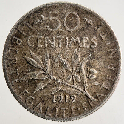 1919 France 50 Centimes Silver Coin | Collectable Grade