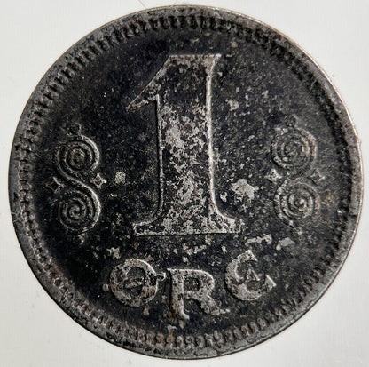 1919 Denmark Iron 1 Ore Coin | Fine Collectable Grade
