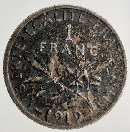 1919 France 1 Franc Silver Coin | Fine Collectable Grade