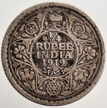 1919 India 1/4 Quarter Rupee Silver Coin | Collectable Grade | a3510