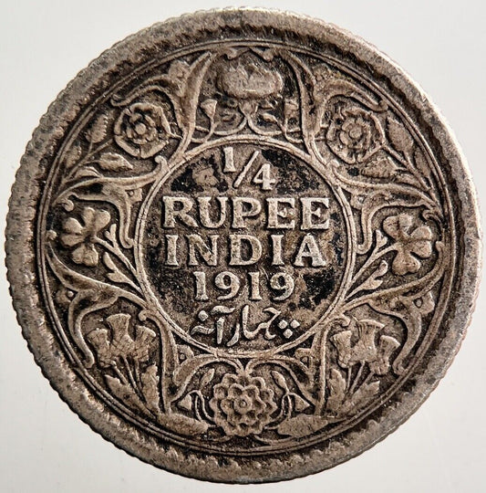 1919 India 1/4 Quarter Rupee Silver Coin | Collectable Grade | a3510