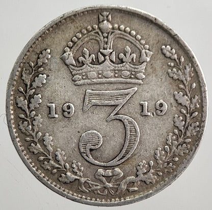 1919 George V Threepence Silver Coin | Fine Collectable Grade | a7882