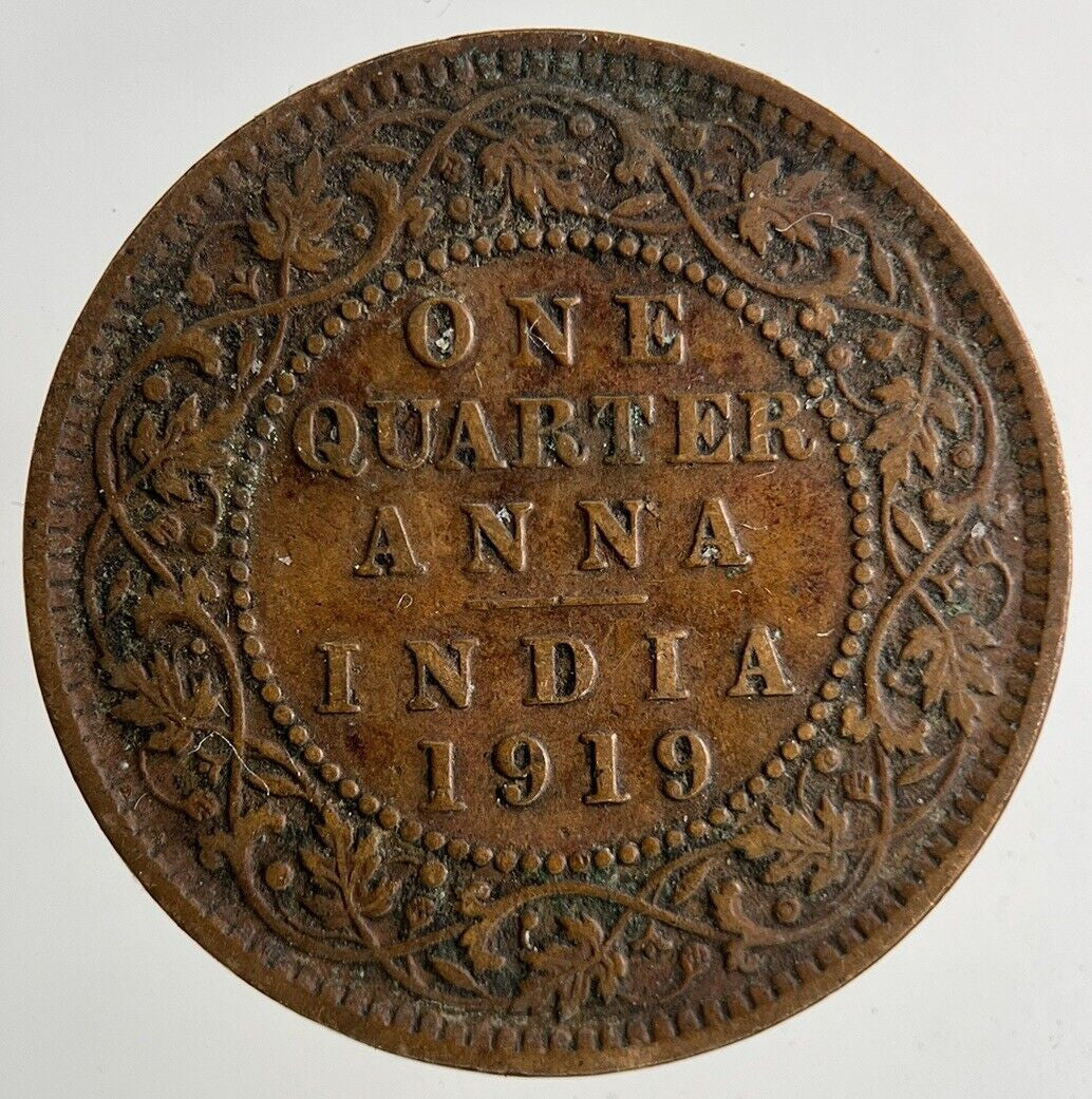 1919 India 1/4 Quarter Anna Coin | Fine Collectable Grade