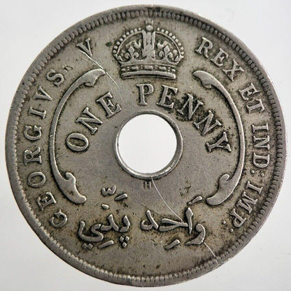 1919 West Africa 1 One Penny Coin | Fine Collectable Grade | a7574