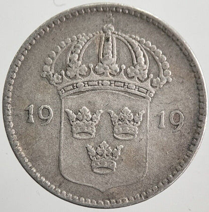 1919 Sweden 10 Ore Silver Coin | Collectable Grade | a7827