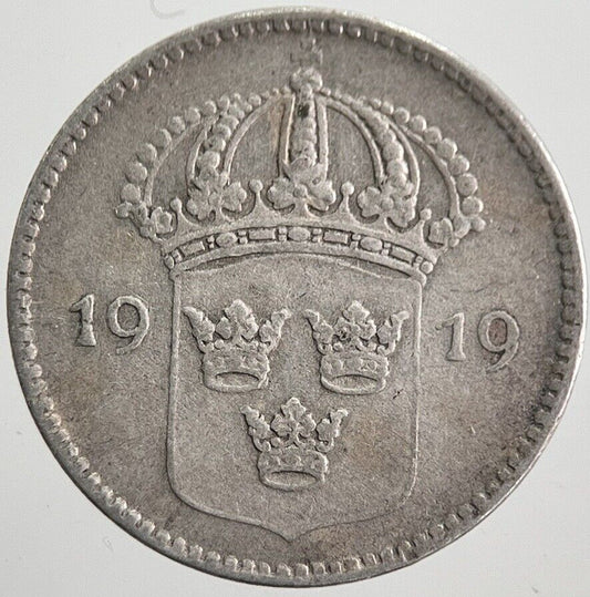 1919 Sweden 10 Ore Silver Coin | Collectable Grade | a7827