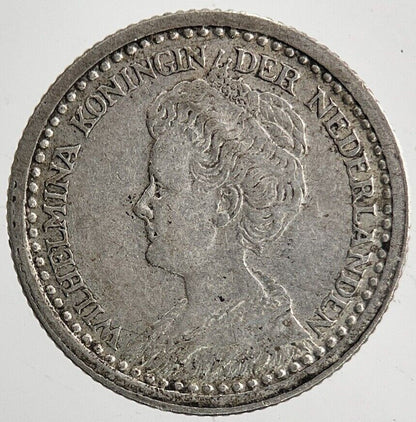 1919 Netherlands 10 Cents Silver Coin | Fine Collectable Grade | a6646