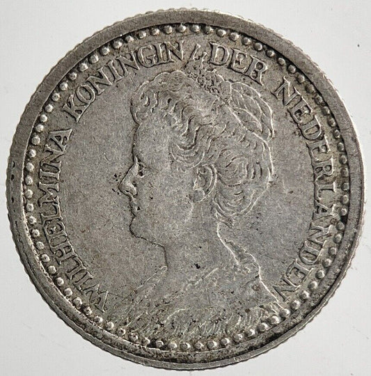 1919 Netherlands 10 Cents Silver Coin | Fine Collectable Grade | a6646
