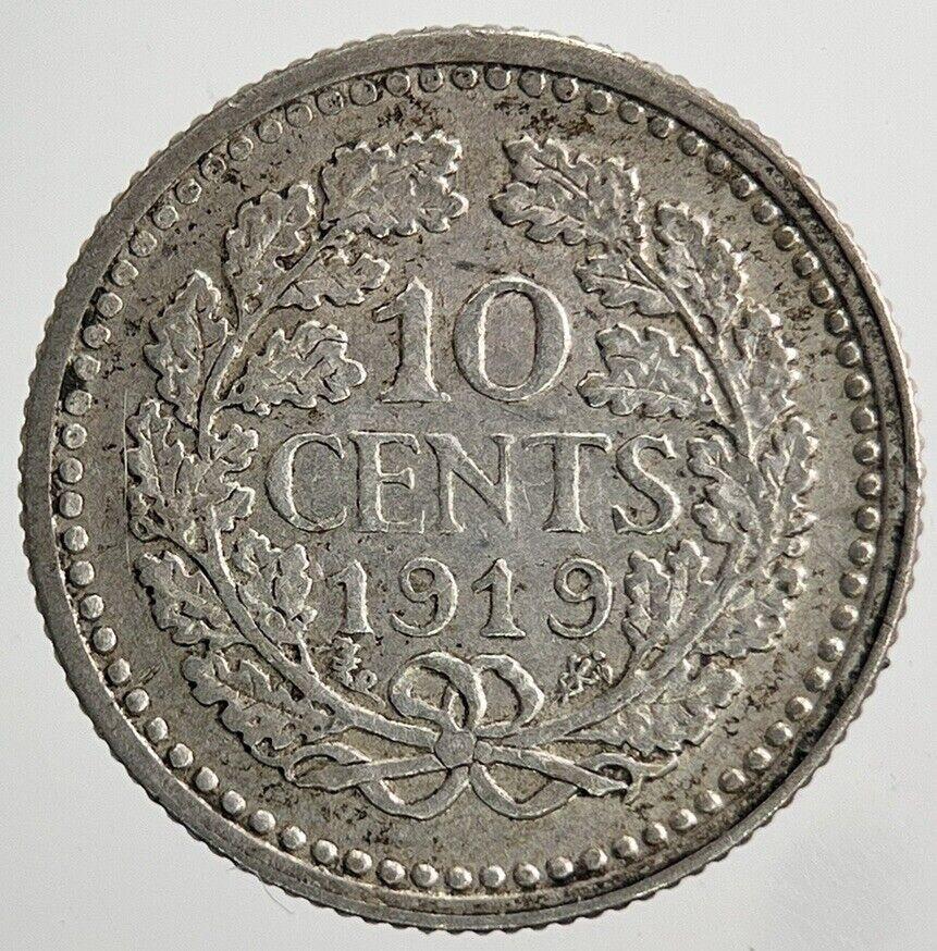 1919 Netherlands 10 Cents Silver Coin | Fine Collectable Grade | a6646