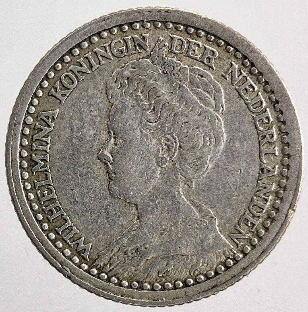 1919 Netherlands 10 Cents Silver Coin | Fine Collectable Grade | a6645