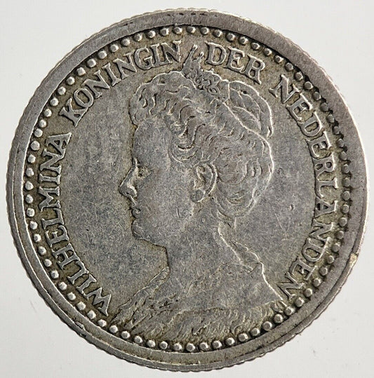 1919 Netherlands 10 Cents Silver Coin | Fine Collectable Grade | a6645