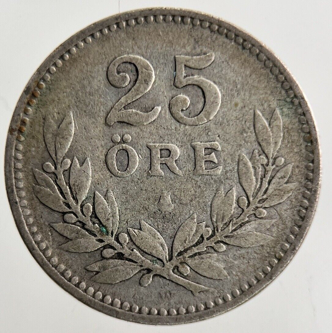1919 Sweden 25 Ore Silver Coin | Collectable Grade