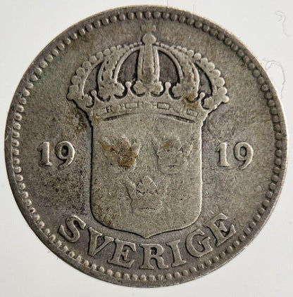 1919 Sweden 25 Ore Silver Coin | Collectable Grade