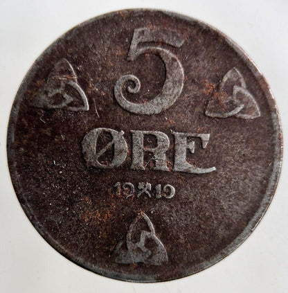 1919 Norway Iron 5 Ore Coin | Collectable Grade