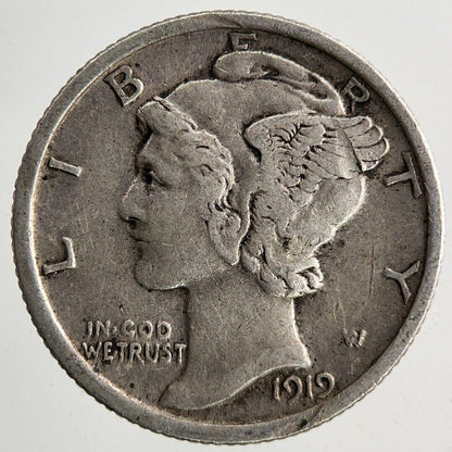 1919 US USA Mercury One Dime Silver Coin | Very High Grade