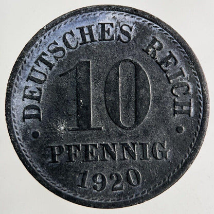 1920 Germany 10 Pfennig Coin | Fine Collectable Grade