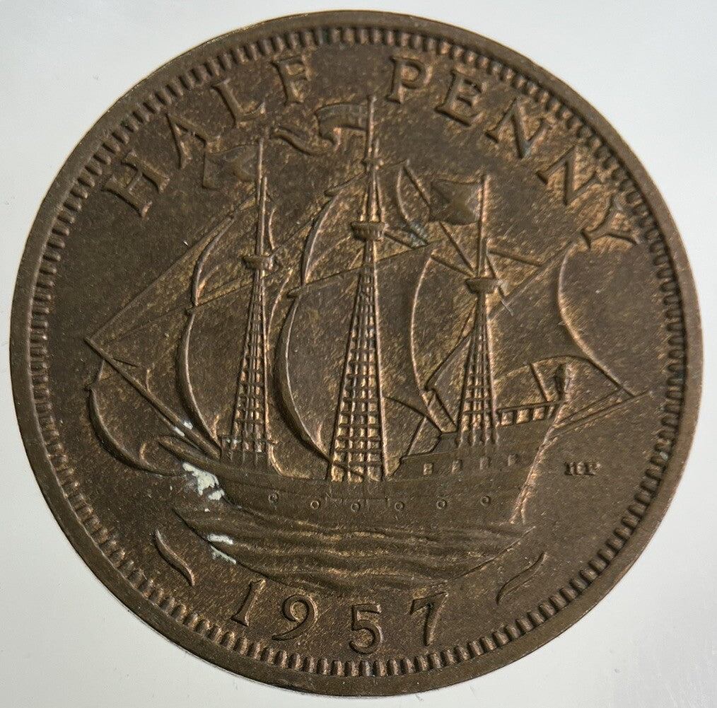 1957 Elizabeth II 2nd Half-Penny Coin | Very High Grade