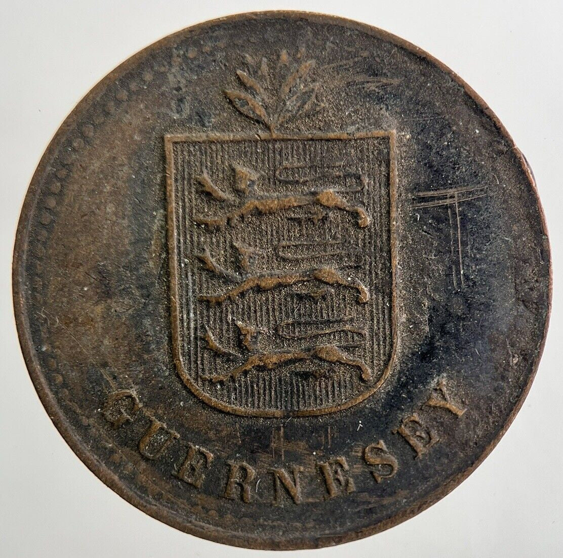 1920 Guernsey 4 Doubles Coin | Fine Collectable Grade