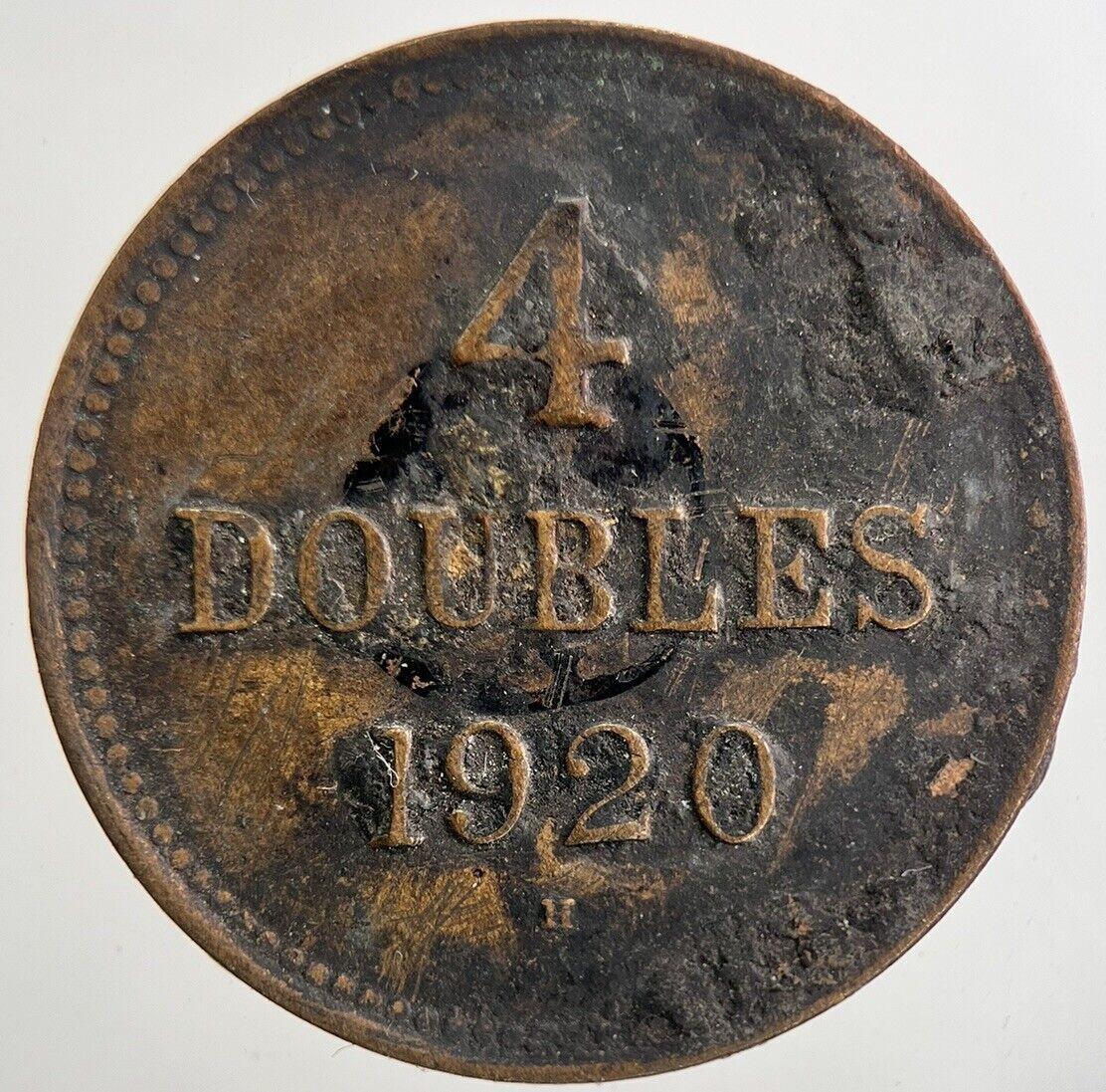 1920 Guernsey 4 Doubles Coin | Fine Collectable Grade