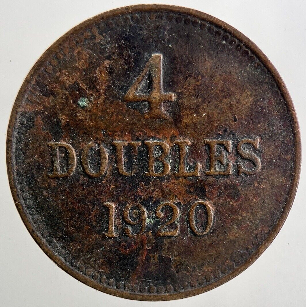 1920 Guernsey 4 Doubles Coin | Fine Collectable Grade