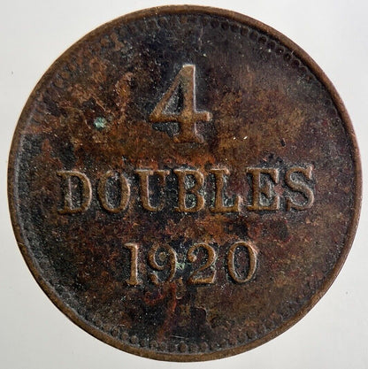 1920 Guernsey 4 Doubles Coin | Fine Collectable Grade