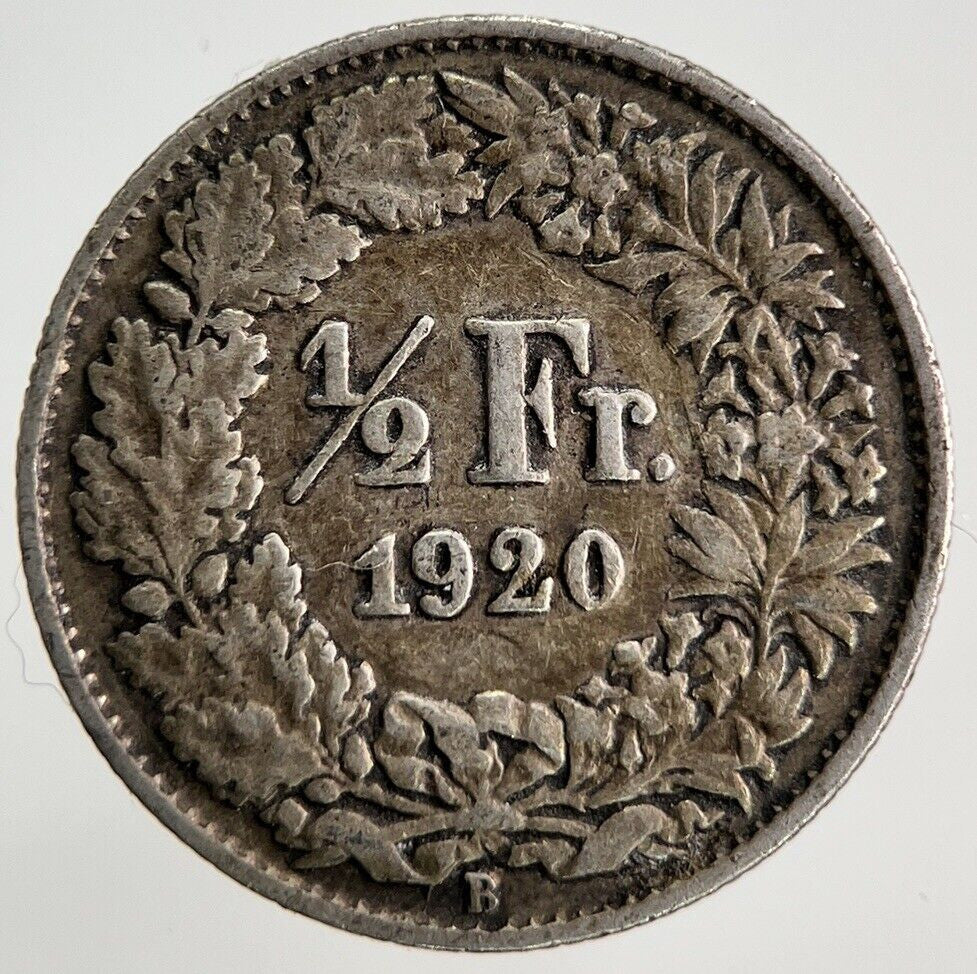 1920 Switzerland Swiss 1/2 Half Franc Silver Coin | Fine Collectable Grade