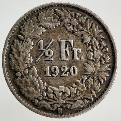 1920 Switzerland Swiss 1/2 Half Franc Silver Coin | Fine Collectable Grade