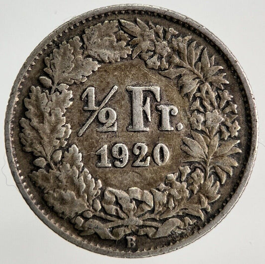 1920 Switzerland Swiss 1/2 Half Franc Silver Coin | Fine Collectable Grade