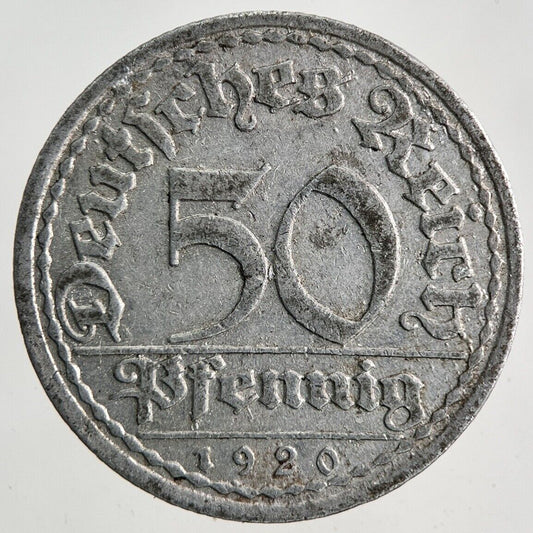 1920 Germany 50 Pfennig Coin | Fine Collectable Grade
