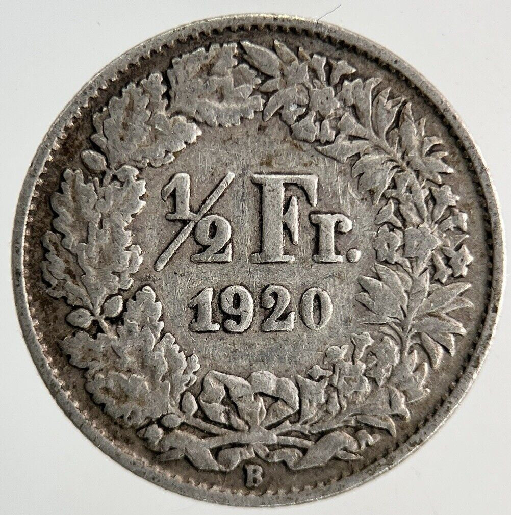 1920 Switzerland Swiss 1/2 Half Franc Silver Coin | Fine Collectable Grade