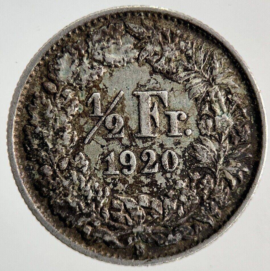 1920 Switzerland Swiss 1/2 Half Franc Silver Coin | Fine Collectable Grade