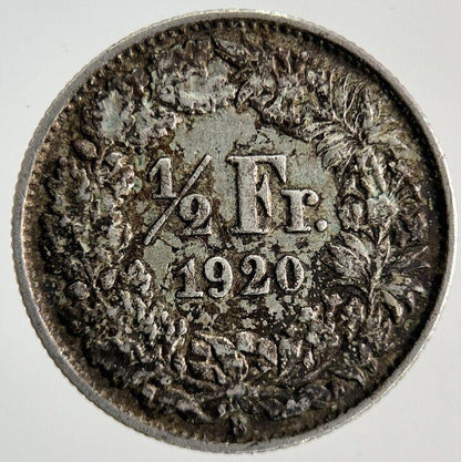 1920 Switzerland Swiss 1/2 Half Franc Silver Coin | Fine Collectable Grade